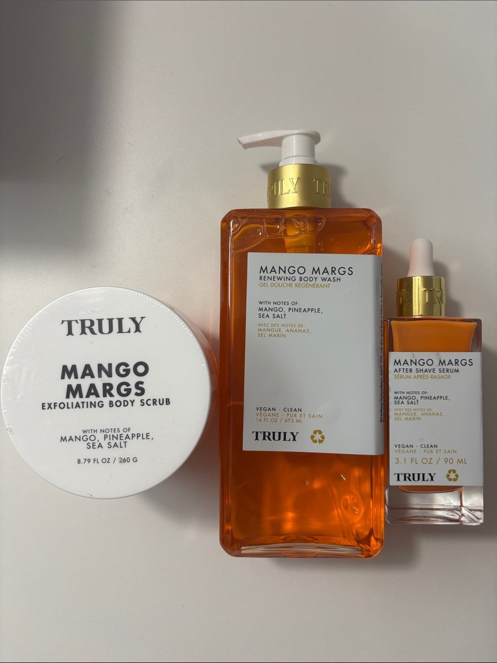 TRULY Mango Margs Exfoliating Body Scrub, Body Wash & Serum